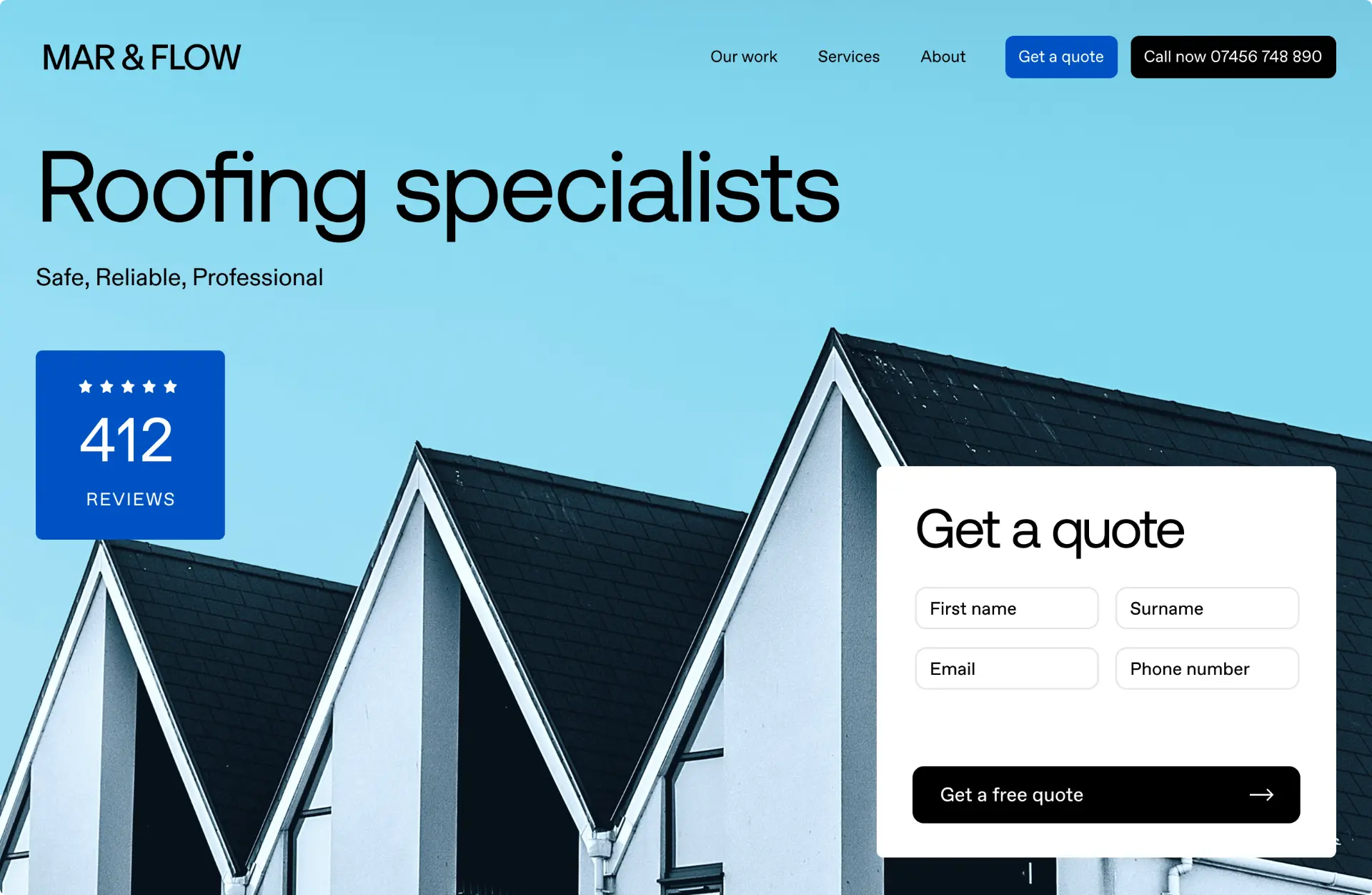 Mar & Flow roofing website